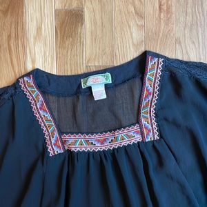 Balloon Sleeve Sheer Blouse